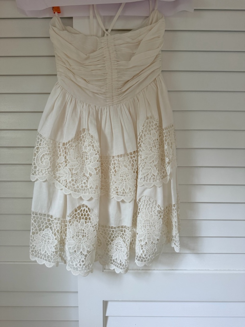 Ulla Johnson Cream Crochet-Tier Summer Dress